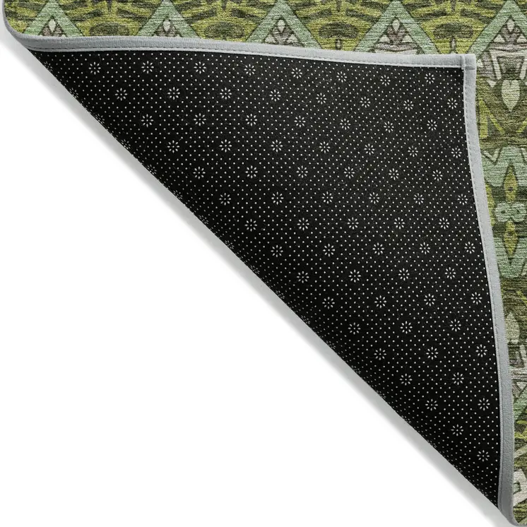 9' X 12' Olive Green Purple And Ivory Moroccan Washable Indoor Outdoor Area Rug