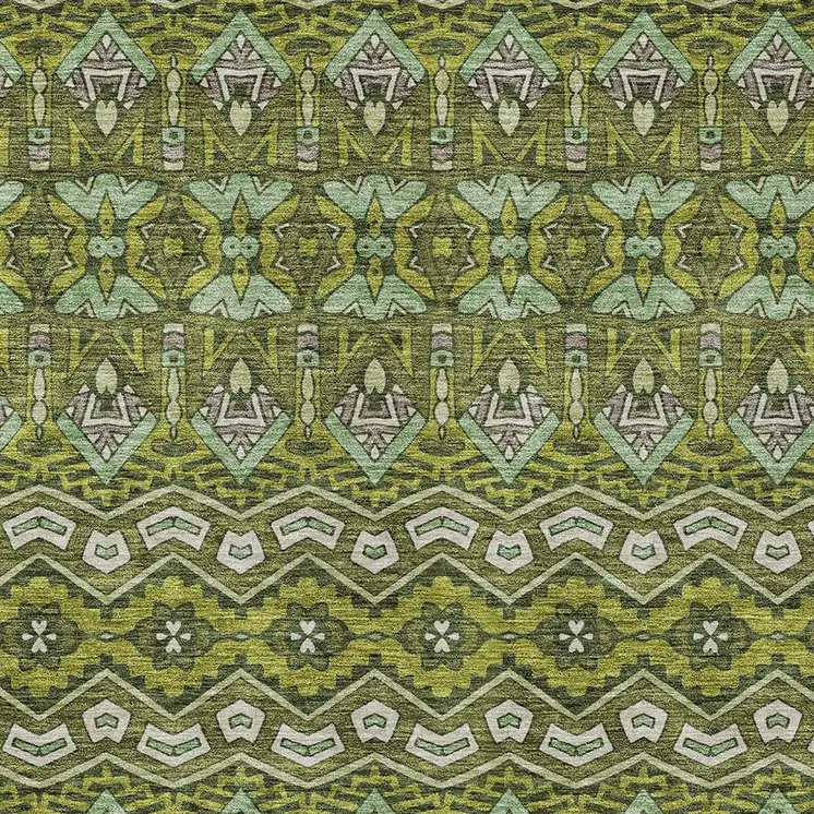 9' X 12' Olive Green Purple And Ivory Moroccan Washable Indoor Outdoor Area Rug