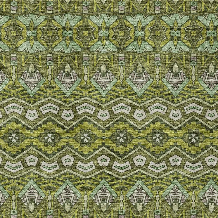 10' X 14' Olive Green Purple And Ivory Moroccan Washable Indoor Outdoor Area Rug