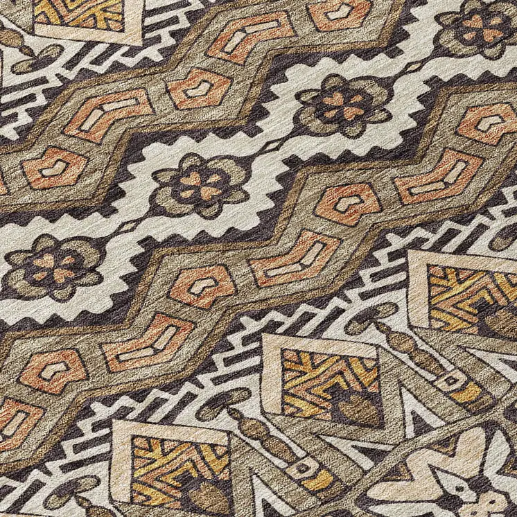 3' X 5' Taupe Brown And Ivory Moroccan Washable Indoor Outdoor Area Rug