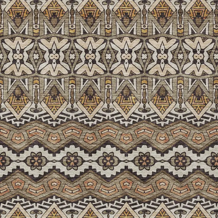 5' X 8' Taupe Brown And Ivory Moroccan Washable Indoor Outdoor Area Rug