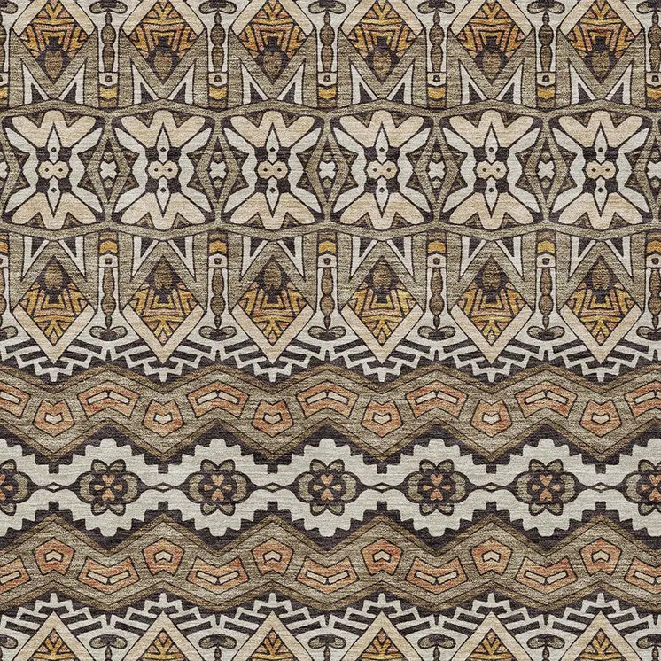 9' X 12' Taupe Brown And Ivory Moroccan Washable Indoor Outdoor Area Rug