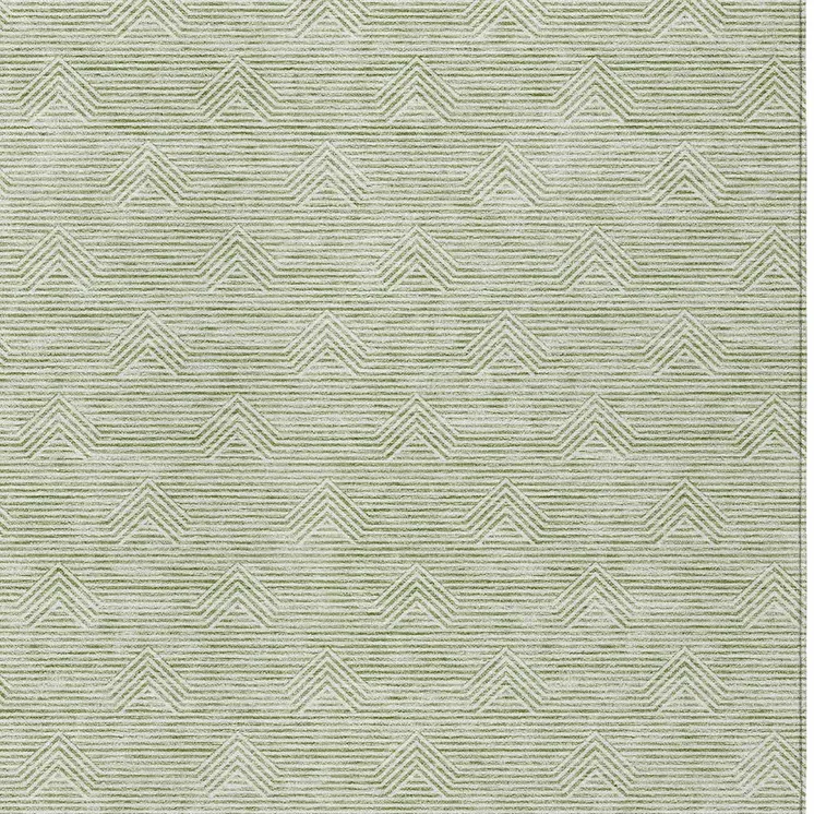 3' X 5' Artichoke Green And Ivory Geometric Washable Indoor Outdoor Area Rug