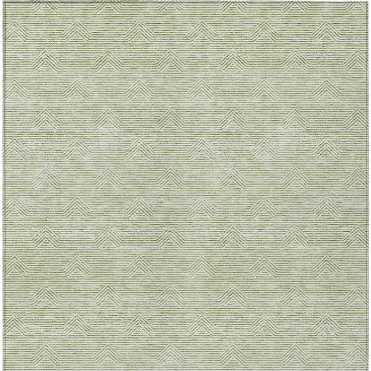 5' X 8' Artichoke Green And Ivory Geometric Washable Indoor Outdoor Area Rug