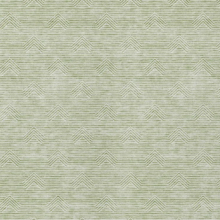 8' X 10' Artichoke Green And Ivory Geometric Washable Indoor Outdoor Area Rug