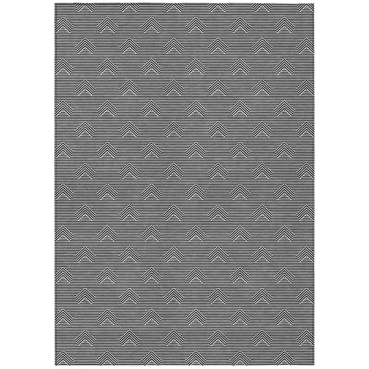 9' X 12' Black And Ivory Geometric Washable Indoor Outdoor Area Rug