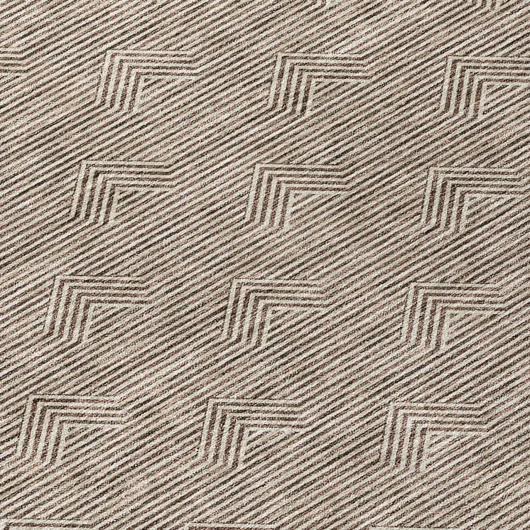 8' Brown And Beige Round Geometric Washable Indoor Outdoor Area Rug