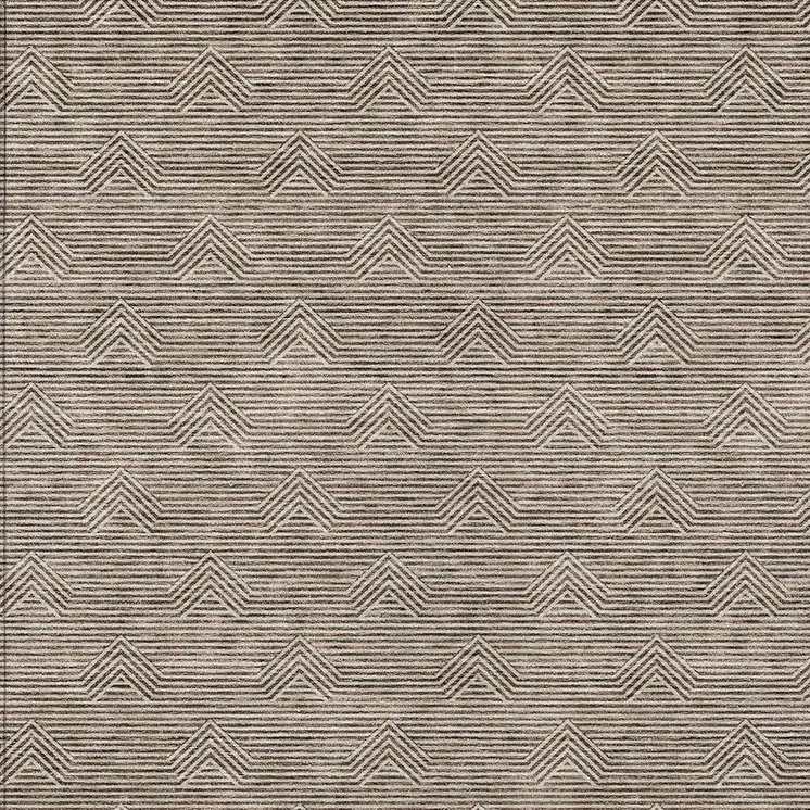 9' X 12' Brown And Beige Geometric Washable Indoor Outdoor Area Rug