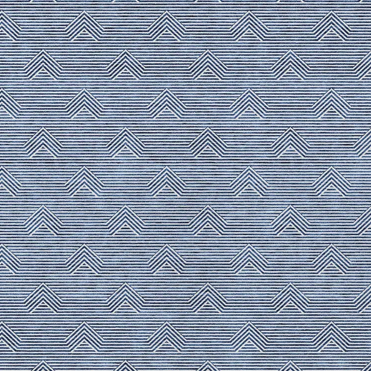 8' X 10' Blue And Ivory Geometric Washable Indoor Outdoor Area Rug