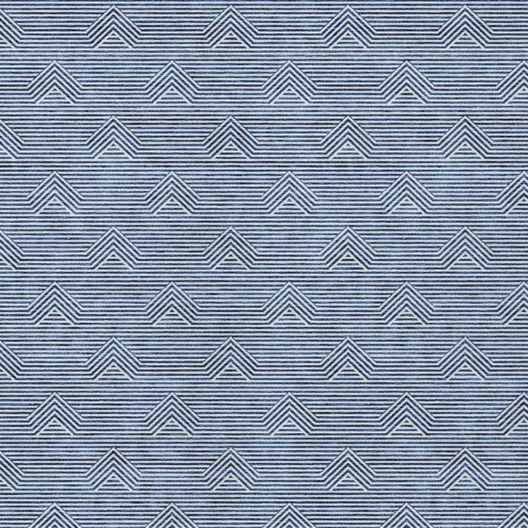 9' X 12' Blue And Ivory Geometric Washable Indoor Outdoor Area Rug