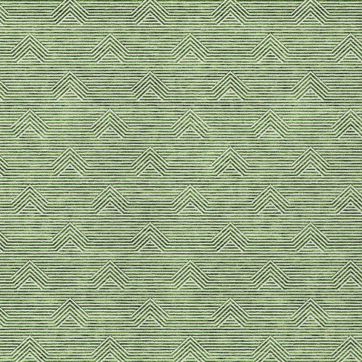5' X 8' Green And Beige Geometric Washable Indoor Outdoor Area Rug