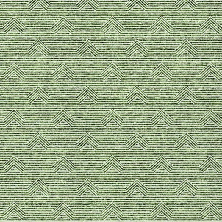 9' X 12' Green And Beige Geometric Washable Indoor Outdoor Area Rug