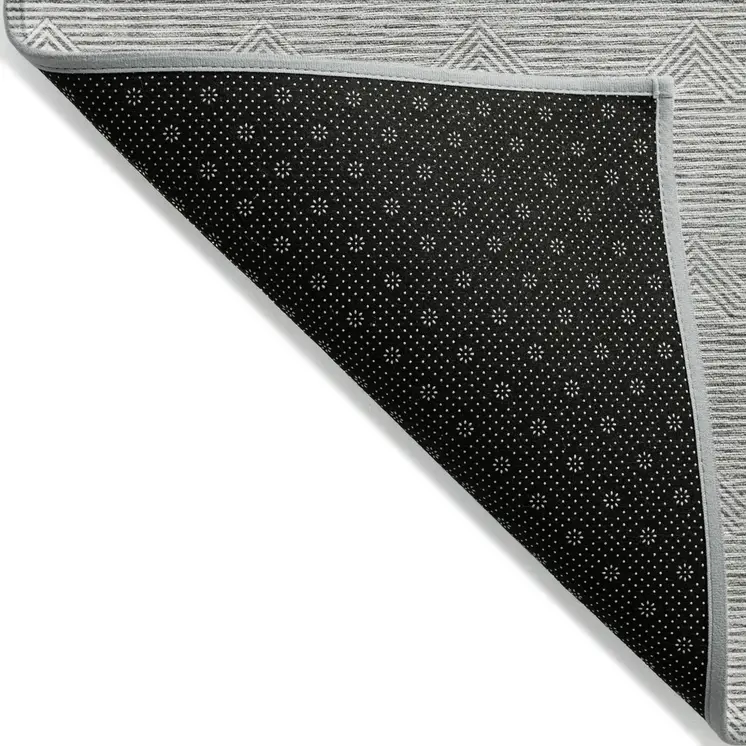5' X 8' Gray And Ivory Geometric Washable Indoor Outdoor Area Rug