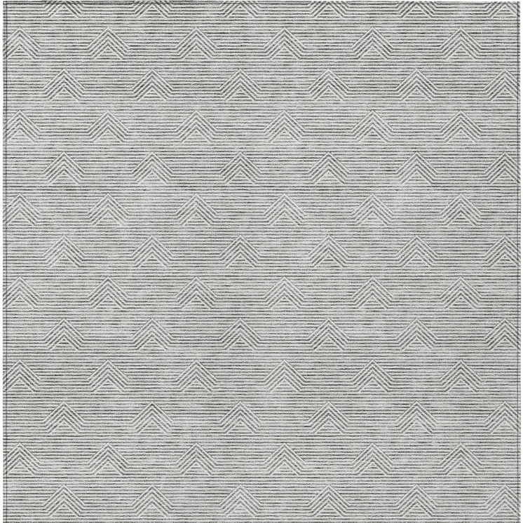 8' X 10' Gray And Ivory Geometric Washable Indoor Outdoor Area Rug