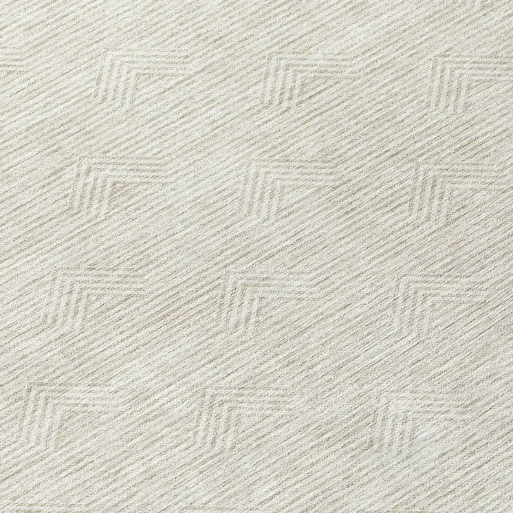 8' Ivory And Gray Round Geometric Washable Indoor Outdoor Area Rug