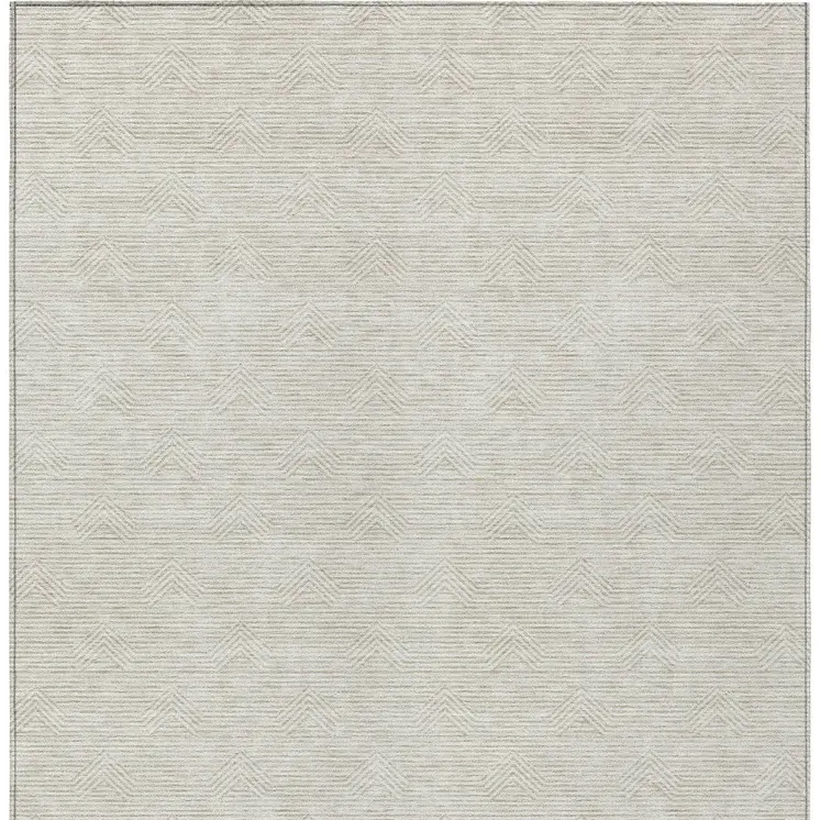 9' X 12' Ivory And Gray Geometric Washable Indoor Outdoor Area Rug