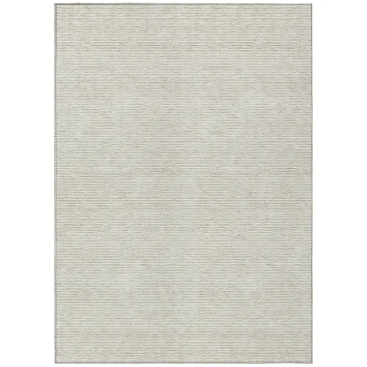 9' X 12' Ivory And Gray Geometric Washable Indoor Outdoor Area Rug