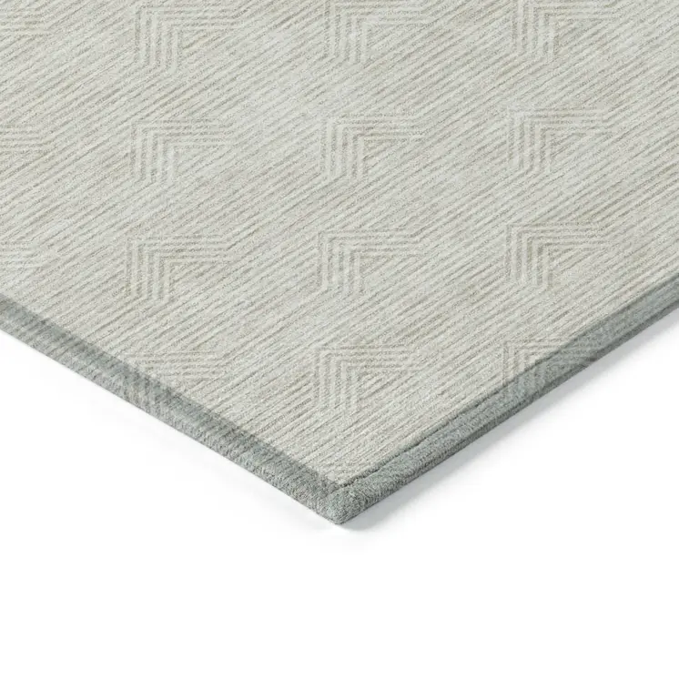 10' X 14' Ivory And Gray Geometric Washable Indoor Outdoor Area Rug