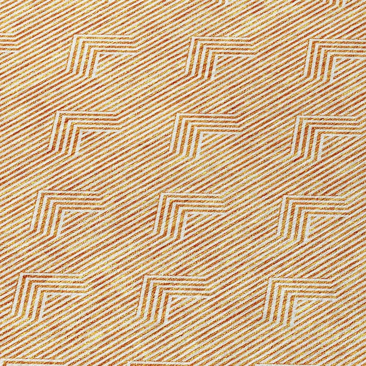 10' X 14' Orange And Ivory Geometric Washable Indoor Outdoor Area Rug