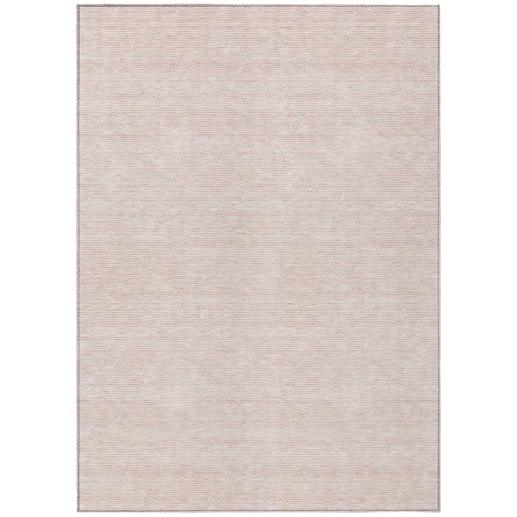 8' X 10' Pink And Gray Geometric Washable Indoor Outdoor Area Rug