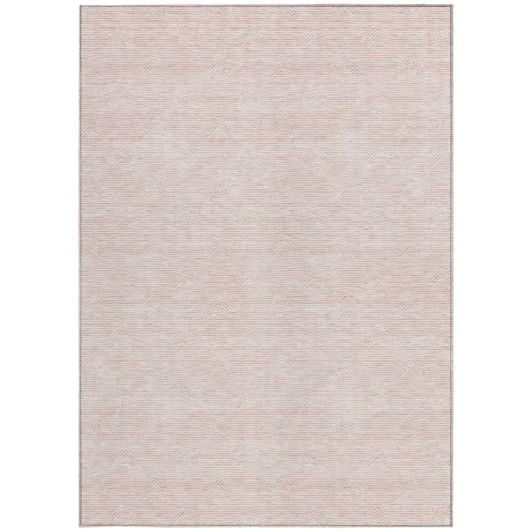 8' X 10' Pink And Gray Geometric Washable Indoor Outdoor Area Rug