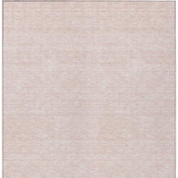 9' X 12' Pink And Gray Geometric Washable Indoor Outdoor Area Rug