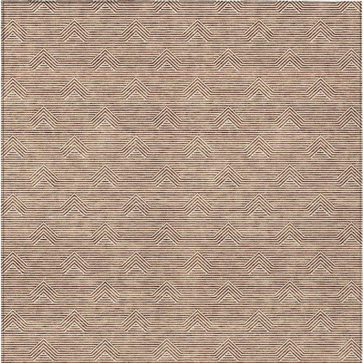 5' X 8' Brown And Beige Geometric Washable Indoor Outdoor Area Rug