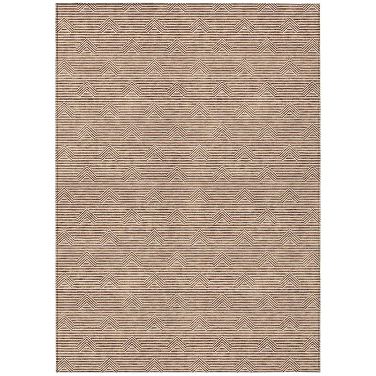 5' X 8' Brown And Beige Geometric Washable Indoor Outdoor Area Rug