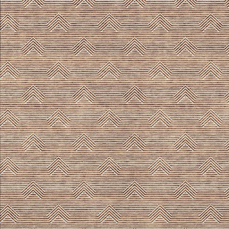 8' X 10' Brown And Beige Geometric Washable Indoor Outdoor Area Rug