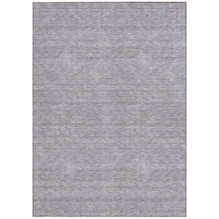 5' X 8' Purple And Ivory Geometric Washable Indoor Outdoor Area Rug