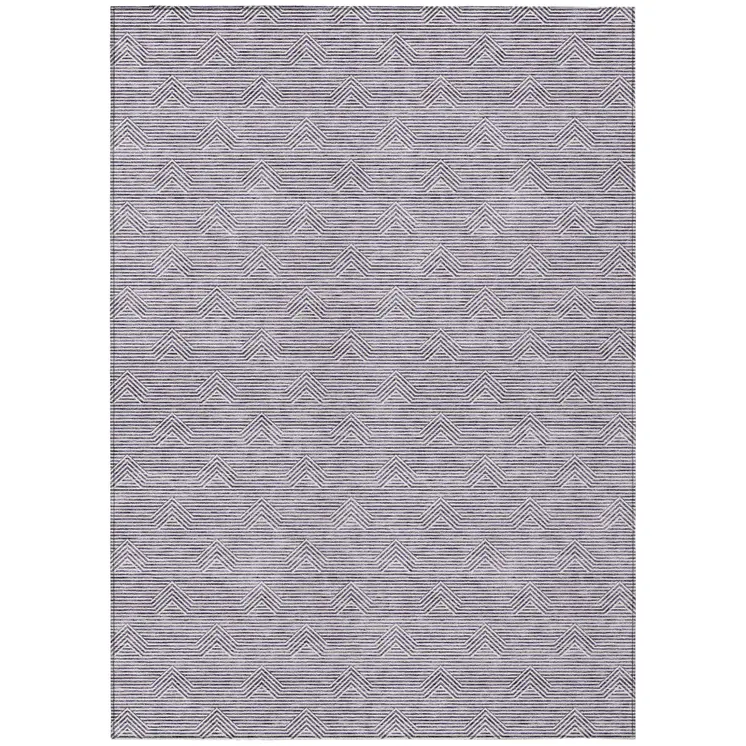 5' X 8' Purple And Ivory Geometric Washable Indoor Outdoor Area Rug