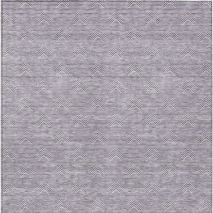 5' X 8' Purple And Ivory Geometric Washable Indoor Outdoor Area Rug