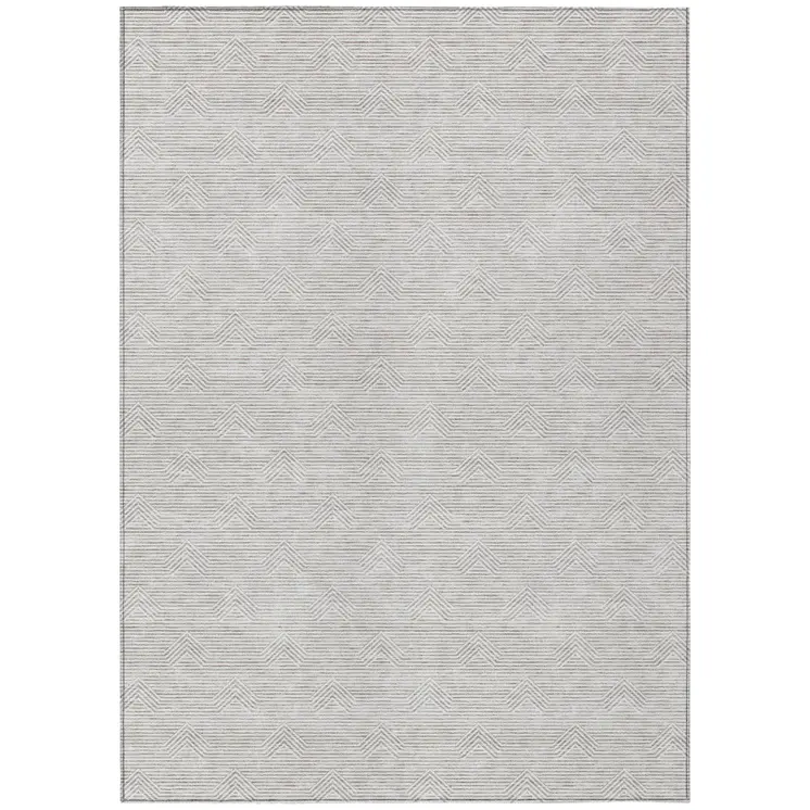5' X 8' Taupe And Ivory Geometric Washable Indoor Outdoor Area Rug