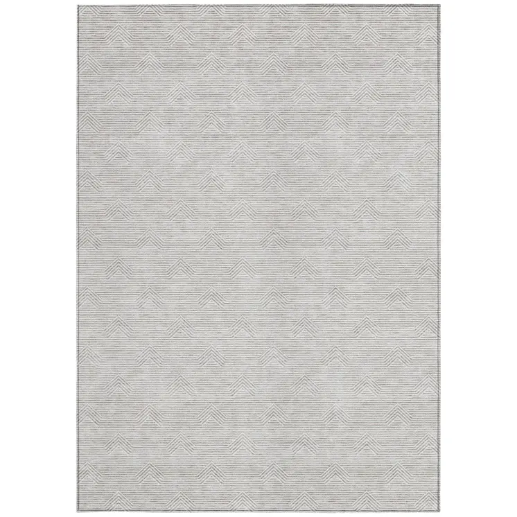 10' X 14' Taupe And Ivory Geometric Washable Indoor Outdoor Area Rug