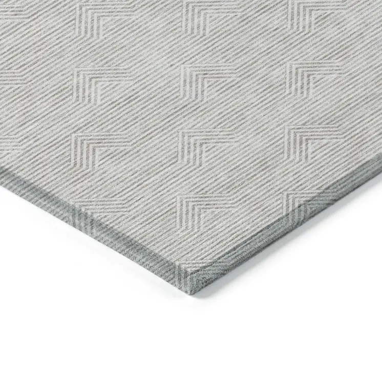 10' X 14' Taupe And Ivory Geometric Washable Indoor Outdoor Area Rug