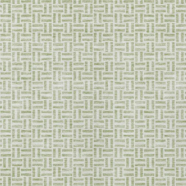 8' X 10' Artichoke Green And Gray Geometric Washable Indoor Outdoor Area Rug