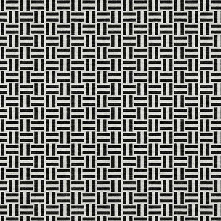 5' X 8' Black And Ivory Geometric Washable Indoor Outdoor Area Rug