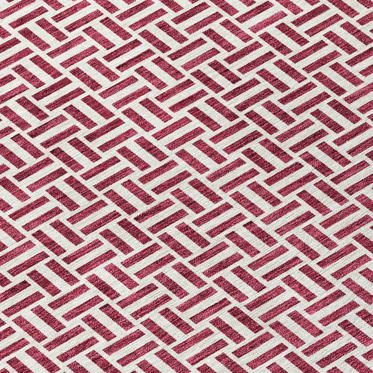 9' X 12' Burgundy And Ivory Geometric Washable Indoor Outdoor Area Rug