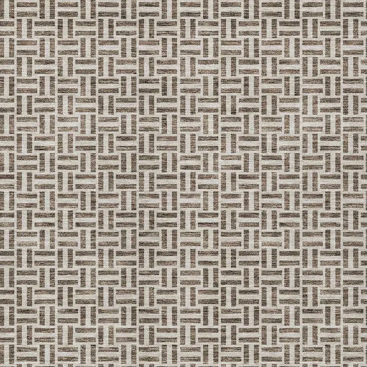 5' X 8' Brown And Beige Geometric Washable Indoor Outdoor Area Rug