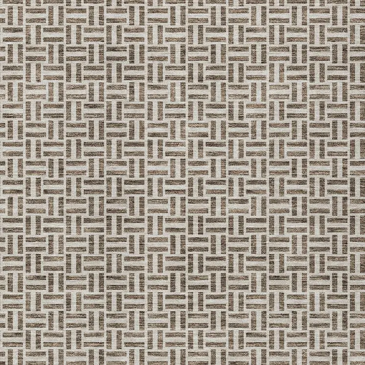 10' X 14' Brown And Beige Geometric Washable Indoor Outdoor Area Rug