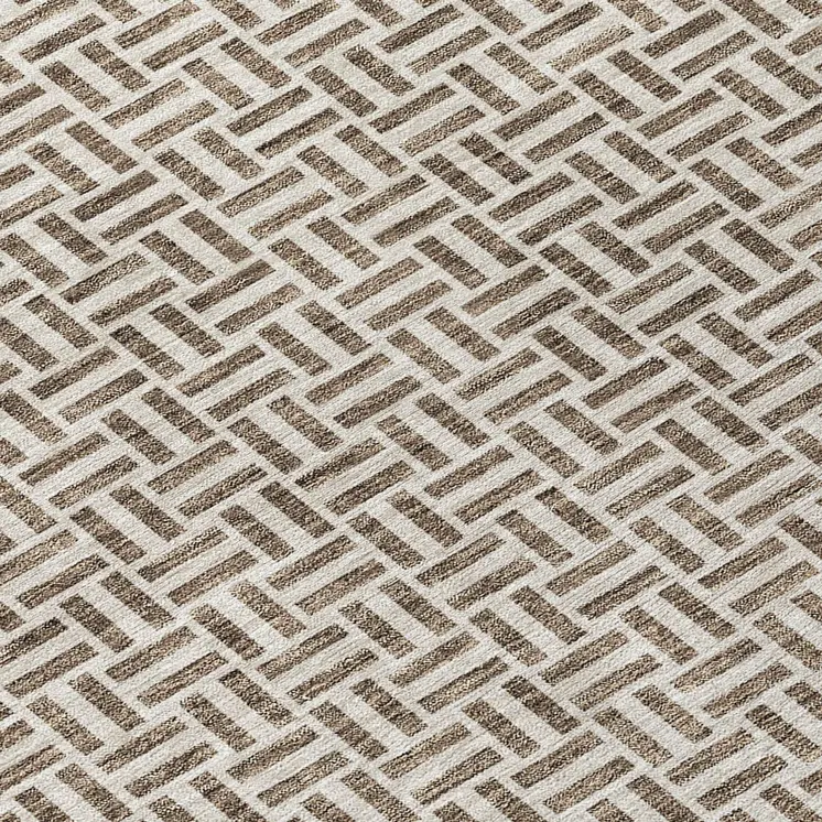10' X 14' Brown And Beige Geometric Washable Indoor Outdoor Area Rug