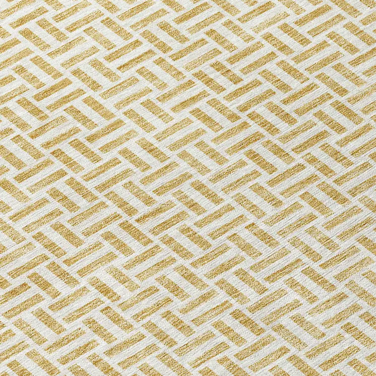 8' X 10' Gold And Ivory Geometric Washable Indoor Outdoor Area Rug