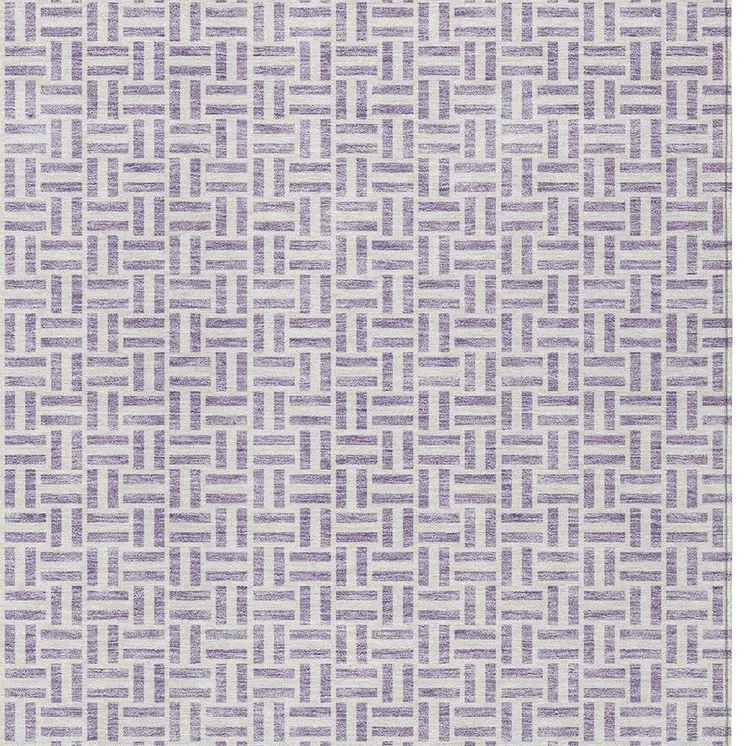 3' X 5' Lavender And Silver Geometric Washable Indoor Outdoor Area Rug