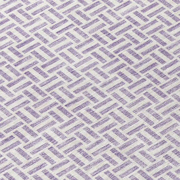 8' Lavender And Silver Round Geometric Washable Indoor Outdoor Area Rug