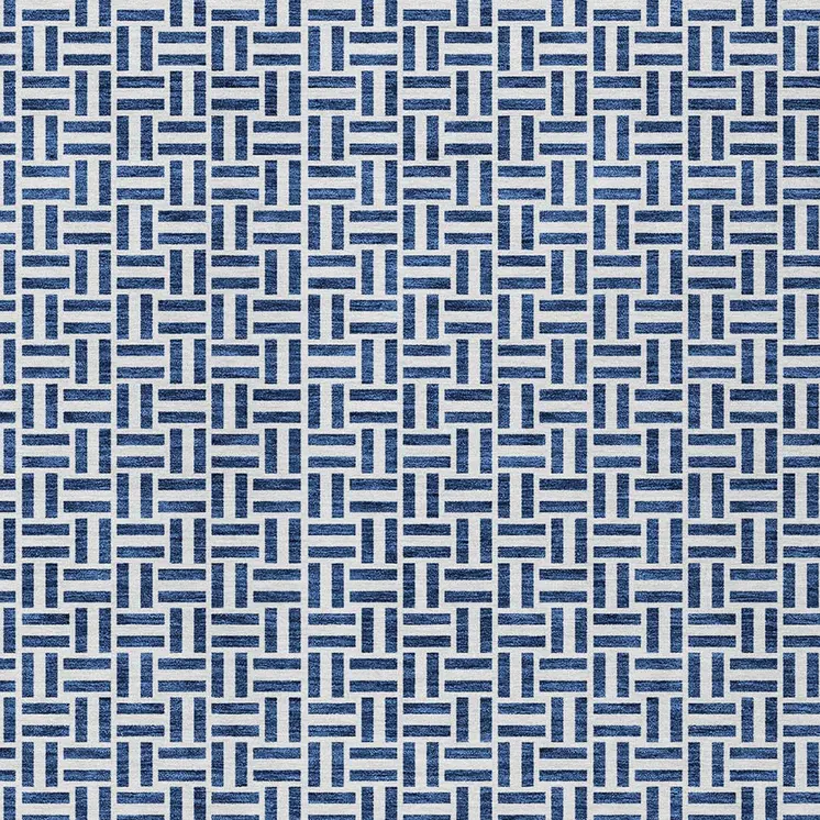 10' X 14' Navy Blue And Gray Geometric Washable Indoor Outdoor Area Rug