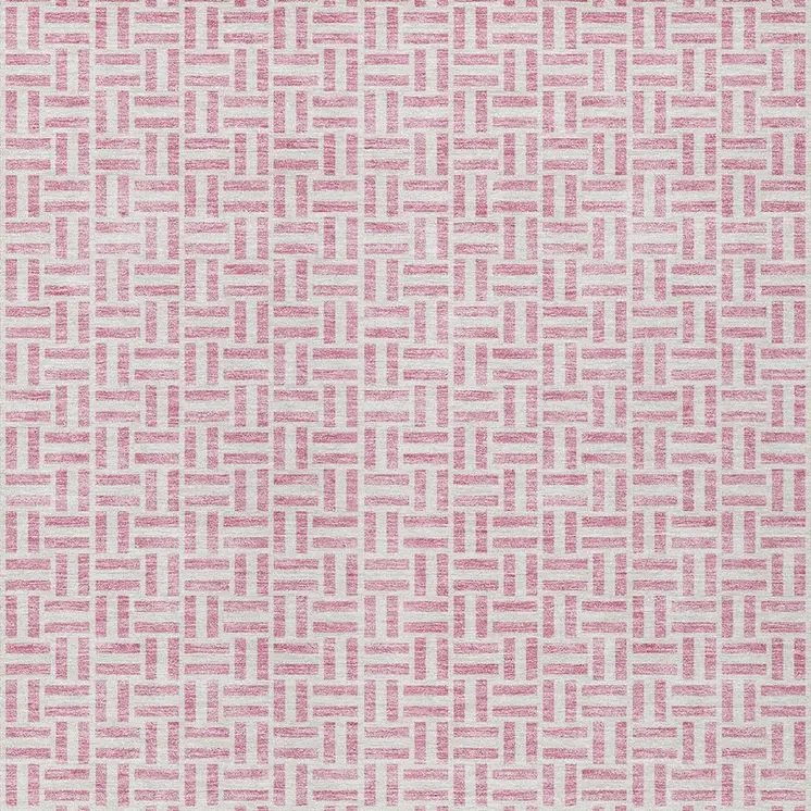 9' X 12' Pink And Silver Geometric Washable Indoor Outdoor Area Rug