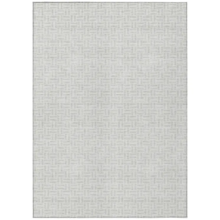 3' X 5' Silver And Gray Geometric Washable Indoor Outdoor Area Rug
