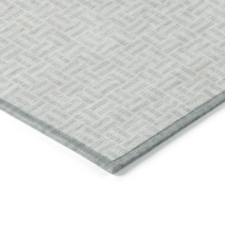 8' X 10' Silver And Gray Geometric Washable Indoor Outdoor Area Rug