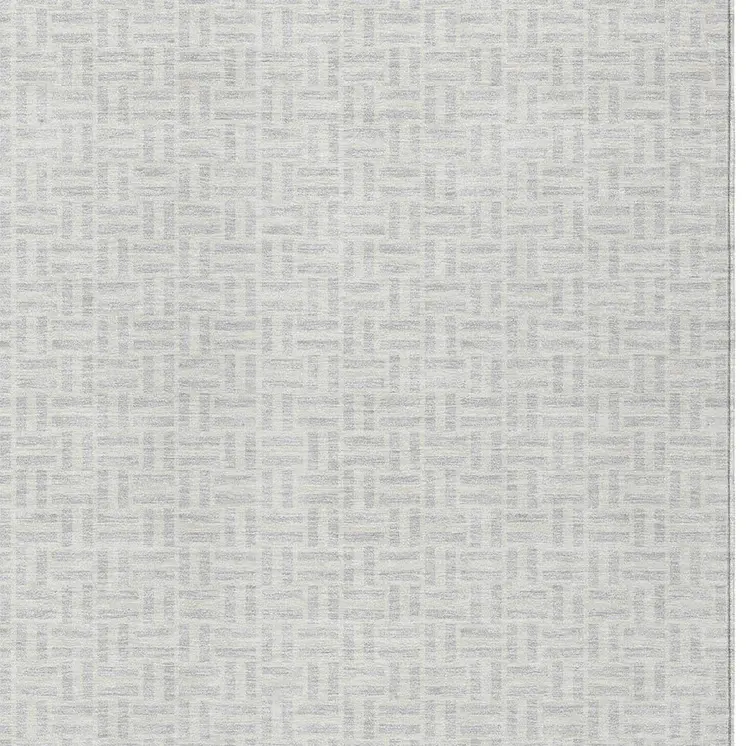 9' X 12' Silver And Gray Geometric Washable Indoor Outdoor Area Rug