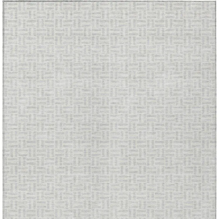 10' X 14' Silver And Gray Geometric Washable Indoor Outdoor Area Rug